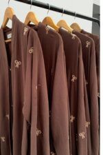 Chocolate Brown Embroidered Abaya - Image 2