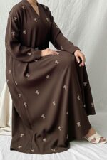 Chocolate Brown Embroidered Abaya - Image 3