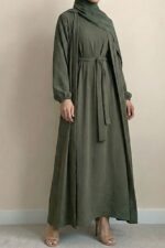 Olive Green Modest Maxi Dress