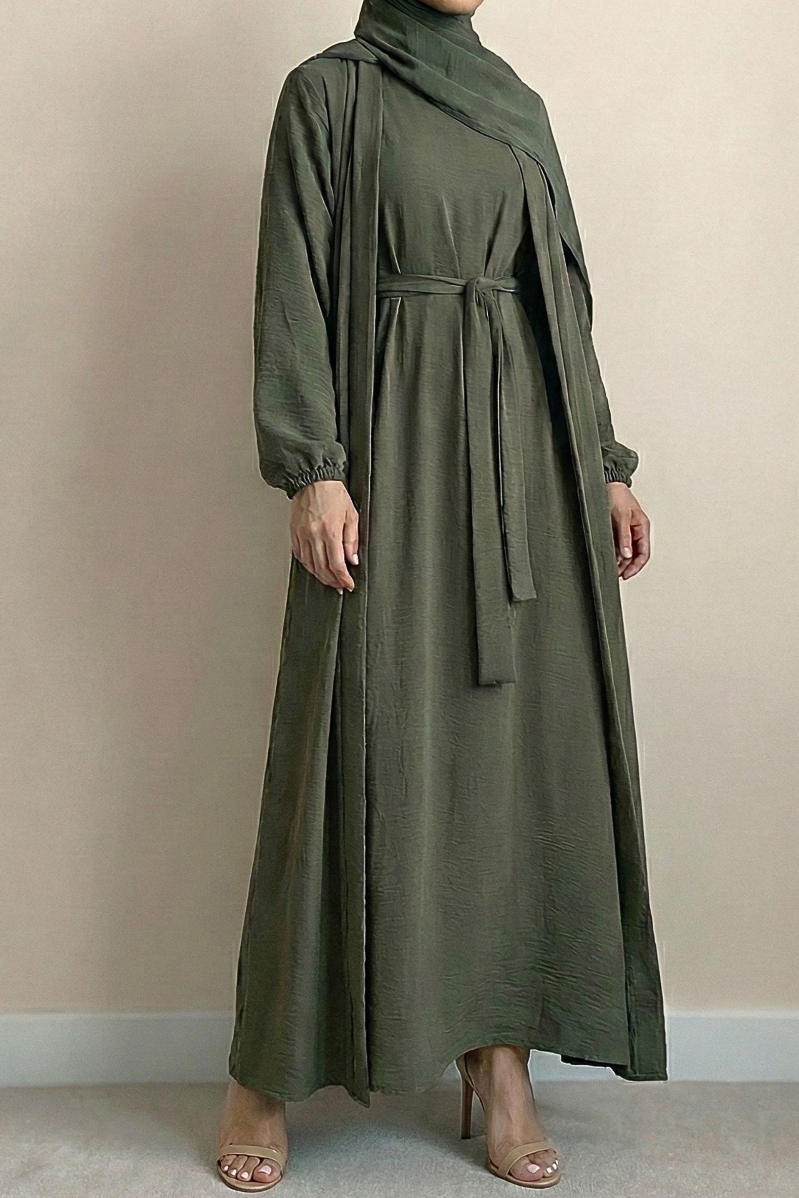 Olive Green Modest Maxi Dress