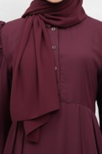 Plum crepe modest maxi dress for women
